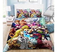 Zhongkaihua The Seven Deadly Sins Duvet Cover Set Anime 3D The Seven Deadly Sins Blanket Bedding Set for Boys Teen Soft Children Quilt Cover with 1 Quilt Cover 2 Pillow Shams