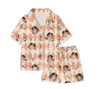 Zhongkaihua Victor Grantz Emily Dyer Anime Print Pajamas Naib Subedar Short Sleeve and Shorts Sleepwear Set Casual Homewear Sleepwear for Unisex