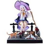 Zhongkaihua Wandering Witch: The Journey of Elaina Figure 1/7 Scale Sitting PVC Statue Anime Girl Figure Deluxe Scene Floor Base Model Desktop Ornaments