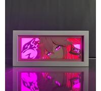 Zhongkaihua Yae Miko Night Light Lamp Art Paper Carving, Anime Light Up Box Papercut Lamp Light Frame Desk Decorations Gifts
