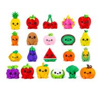 zhongko 21Pcs Mini Fruit Veggie Figures, Fake Fruit Ornament, Tiny Play Food Sets for Children Kitchen, 3D Printed Toys for Desk & Car Decor, Mini Stuff for Dollhouse, Party Bags Fillers & DIY Crafts