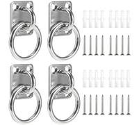 zhongko 36Pcs Tie Ring on Plate 30mm x 35mm, Pack Heavy Duty Stainless Steel Pad Eye Plate U Hooks, Horse Hay Net Ring, Ceiling Hooks with Screws, Decking Rope Fittings for Stable and Tethering