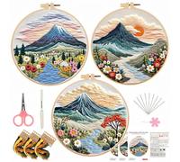 zhongko 3Pcs Embroidery Kit for Adults Beginners, Embroidery Craft Kit with Hoop, Thread & Needles, Hand-Stamped Cross-Stitch Kits for Children Women Teens, Ideal Sewing Gift Idea