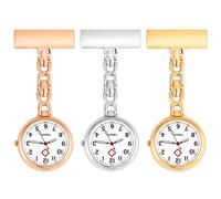 zhongko 3Pcs Nurses Fob Watch, Alloy Fob Watch, Glow in The Dark Clip-On Hanging Pendant for Doctors, Nurse Watches, Paramedics and Medical Professionals