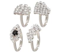 zhongko 4Pcs Silver Toe Rings for Women, Open Adjustable Toe Ring Set, Summer Beach Foot Jewelry for Women, Fashionable Diamond Toe Ring for Wedding, Beach Trips