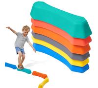 zhongko 6Pcs Balance Stepping Stones for Kids Multicolor Sensory Balance Beam Kids Stepping Stones with Non-slip Textured Surface & Foot Pads for Coordination and Stability