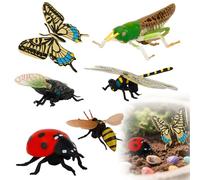 zhongko 6Pcs Realistic Insect Toys Figures, Realistic Bugs Toys for Kids, Included Ladybug, Bee, Butterfly, Assorted Insect Bugs Figures Toy