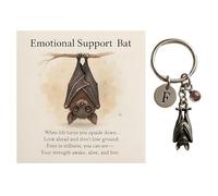zhongko Batman Inspirational Keyring with Card, Metal Bat Pendant, Spooky Keychain, Gothic Keyring, Bat Gifts for Backpack, Car Keys, Purses