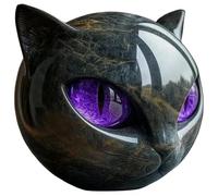 zhongko Luxury Black Cat Stone Sculpture, Cat Head Sculpture Home Decor for Cat Lovers Gift, Cats Figurines with Marble Texture, Eyes Cat Statue Home Desk Decor for Cat Lovers and Collectors