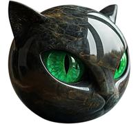zhongko Luxury Black Cat Stone Sculpture, Mini Cat Head Sculpture Home Decor with Marble Texture and Eyes, Cat Stone Figurine, Cute Sculptures Decoration for Cat Lovers Gift