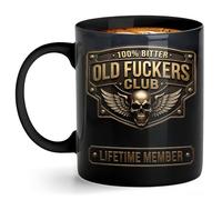 zhongko Old F*ckers Club Mug-Lifetime Member Mug, Novelty Gothic Tankard Cup for Coffee & Tea, 11oz Skeleton Design Beer Stein, Cup Gift for Old Guys, Retirement Gift for Men