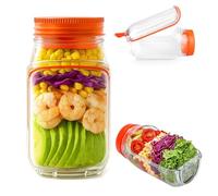 zhongko Salad Pod, Salad Bowl with Lid, Vertical Layering Salads Jar, Leak Proof Sauce Dressing Case, Portable Fresh Storage, Separate Compartments Salads Cups Jars