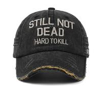 zhongko Still Not Dead Cap, Vintage Distressed Baseball Cap Mens, Adjustable Cotton Sun Hat with Frayed Edge, Funny Hats Gift for Father's Day and Retirement Black