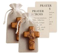 zhongko Wooden Pocket Prayer Cross, Prayer Cross Gift, Wooden Prayer Hands Cross, Both Hands Cross Mesh Handmade Wood Pocket Prayer for Christian Gifts Personal Spiritual Practice