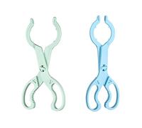 ZHONGLEFA 2 Pcs Non Slip Nursing Hot Bottle Nipple Pacifier Tong Silicone Baby Safety Bottle Holder Skidproof Infant Bottle Clip for Anti Scald,Blue Green,22 x 7.5cm