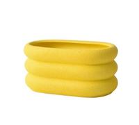 zhongqunli Outdoor Pots, Simple Orchid Vegetable Planter Ceramic with Tray Succulent Green Office Perforated Large(Yellow,S)