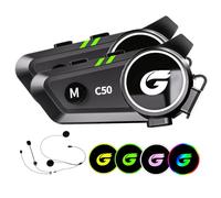 Zhongreat Motorcycle Helmet Bluetooth Headset with Stereo Sound, C50 2-Way 1000M Communication System Intercom Speakers with CVC Noise Cancellation, Music Control, Waterproof IP67 for Helmets, 2 Pack