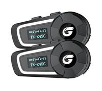 Zhongreat TK-X4SC Motorcycle Helmet Headset with 4-Way One-key Networking/Music Sharing/FM/Noise Cancellation/IP67 Waterproof/Universal Pairing,6-Person Motorcycle Intercom Communication System,2 Pack