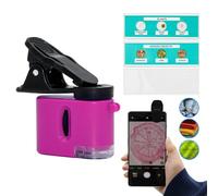 Zhongren Pocket Microscope for Kids Adults 60X Portable Mini Handheld Microscope with LED Light, Universal Clip for Students Science Lab STEM Education (Rose Red)