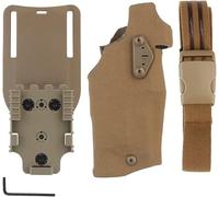 Zhongren Tactical Airsoft Holster G17/19 Compatible with X300/X300U Lights Quick Release Holster QLS Quick Mount Adapter Leg Shroud Drop Military Hunting Airsoft Accessories (Tan)