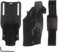 Zhongren Tactical Airsoft Holster G17/19 Compatible with X300/X300U Lights Quick Release Holster QLS Quick Mount Adapter Leg Shroud Drop Military Hunting Airsoft Accessories (BK Camo)