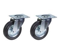 ZHONGSHAN 160mm Swivel Rubber Castors 300kg Capacity, Set of 2 Black