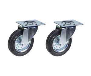 ZHONGSHAN 160mm Swivel Rubber Castors 300kg Capacity, Set of 2 Black