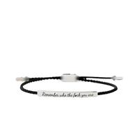 ZhongShuang Don't Let The Hard Days Win Bracelet,Remember Who The You Are Motivational Strength Bracelet Adjustable Handmade Hand Braided Clasp String With Inspirational Card（Black）