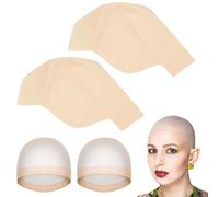 ZhongShuang Pack of 2 Latex Bald Caps, Adult Latex Bald Hat with Hair Net, Bald Wig Hat, Cosplay Accessories, Carnival Make-Up Costume Accessories for Men and Women (One Size)