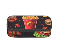 ZHONGSK Big Capacity Pencil Pen Case, Large Pencil Pouch - Chicken Leg Burger Drink - School Stationery Organizer Makeup Bag with Zip Compartments for Girls Boys Kids Adults Women Men