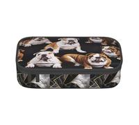ZHONGSK Big Capacity Pencil Pen Case, Large Pencil Pouch - English Bulldogs - School Stationery Organizer Makeup Bag with Zip Compartments for Girls Boys Kids Adults Women Men