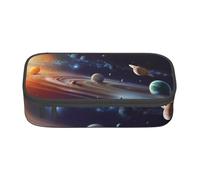 ZHONGSK Big Capacity Pencil Pen Case, Large Pencil Pouch - Planet Space System - School Stationery Organizer Makeup Bag with Zip Compartments for Girls Boys Kids Adults Women Men