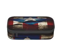 ZHONGSK Big Capacity Pencil Pen Case, Large Pencil Pouch - Puerto Rico Flag - School Stationery Organizer Makeup Bag with Zip Compartments for Girls Boys Kids Adults Women Men