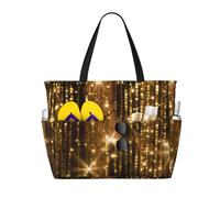 ZHONGSK Large Beach Bags For Women, Large Capacity Beach Tote Bag/Gold Sequin Sparkle/Pool Bag With Zip And Pockets Foldable Handbag For Gym Travel Shopping