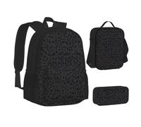 ZHONGSK Leopard Pattern - Schoolbag + Pencil Case + Lunch Bag Combination,3-in-1 Backpack Set, Water Resistant Durability Bookbag for Students, Kids, Teens, Girls and Boys