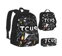 ZHONGSK Math Geometry Geek Calculus - Schoolbag + Pencil Case + Lunch Bag Combination,3-in-1 Backpack Set, Water Resistant Durability Bookbag for Students, Kids, Teens, Girls and Boys