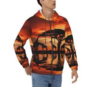 ZHONGSK Men'S Full-Zip Fleece Hoodie Giraffe Under The Tree In Africa Printed Hoodies Long Sleeve Sweatshirt Hoody Jackets Casual Winter Warm Hooded Top With Pockets