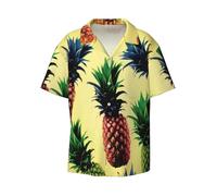 ZHONGSK Mens Hawaiian Shirt Casual and Trendy Summer Holiday Hawaiian Floral Beach Shirts Short Sleeve Button Down Funky Tropical Shirts for Men (Pineapple) Black