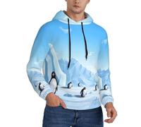 ZHONGSK Men'S Hoodies Pullover, Penguin Antarctica Ice - 3d Printed Graphic Hoodie Hooded Long Sleeve Sweatshirts With Kangaroo Pocket For Fashion & Casual