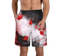 ZHONGSK Men's Swim Trunks Swimming Shorts Board Shorts, Quick Dry Beach Shorts with Pockets/Red Black White Abstract/Men Summer Boardshorts