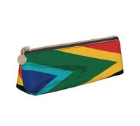 ZHONGSK South Africa Flag - Leather Pencil Pen Case Pouch, Students Stationery Bag, Cute Pencil Bag with Zipper Organizer Bag for Girls and Boys