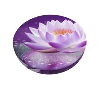 ZHONGSK Stool Covers Round Bar Chair Cushion Cover | Lotus Flower Purple | Washable Stool Cushion Slipcover, Elastic Design Bar Chair Pad Cover For 12 In,13 In,14 In