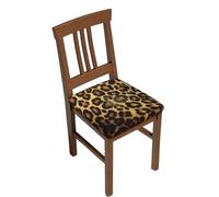 ZHONGSK Stretch Dining Chair Seat Covers Set | Leopard Print | Square Removable Washable Chair Slipcovers With Ties, Universal Chair Seat Protectors