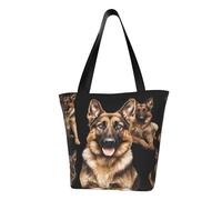 ZHONGSK Womens Tote Bag, German Shepherd Dog - Beach Bag, Women'S Reusable Shopping Bag With Zip, Large Capacity Casual Handbag Shoulder Bags For Work, Travel, Shopping