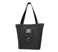 ZHONGSK Womens Tote Bag, Gothic Wallpaper Skull - Beach Bag, Women'S Reusable Shopping Bag With Zip, Large Capacity Casual Handbag Shoulder Bags For Work, Travel, Shopping