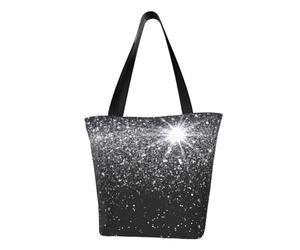 ZHONGSK Womens Tote Bag, Shiny Silver Glitter - Beach Bag, Women'S Reusable Shopping Bag With Zip, Large Capacity Casual Handbag Shoulder Bags For Work, Travel, Shopping