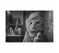 ZhongXinArt Animals Decor Canvas Wall Art A nimble cats home decoration such as living room bedroom kitchen bathroom dining room office(black and white112)-60x90cm Unframed
