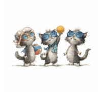 ZhongXinArt Print On Canvas Animal The Picture A nimble cats For Home and Hallway Decoration Modern Decoration Portrait Wall Art Painting Pictures(white134)-60x90cm Unframed