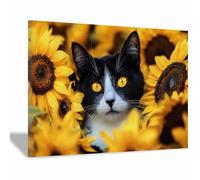 ZhongXinArt Print On Canvas Animal The Picture Agile cats For Home and Hallway Decoration Modern Decoration Portrait Wall Art Painting Pictures(yellow154)-70x100cm Framed