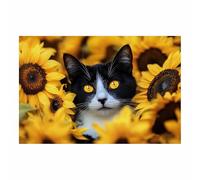 ZhongXinArt Print On Canvas Animal The Picture Agile cats For Home and Hallway Decoration Modern Decoration Portrait Wall Art Painting Pictures(yellow154)-50x70cm Unframed